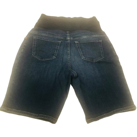 Isabel Maternity Women's Size 8 Crossover Panel Bermuda Blue Denim Short New - Picture 2 of 16